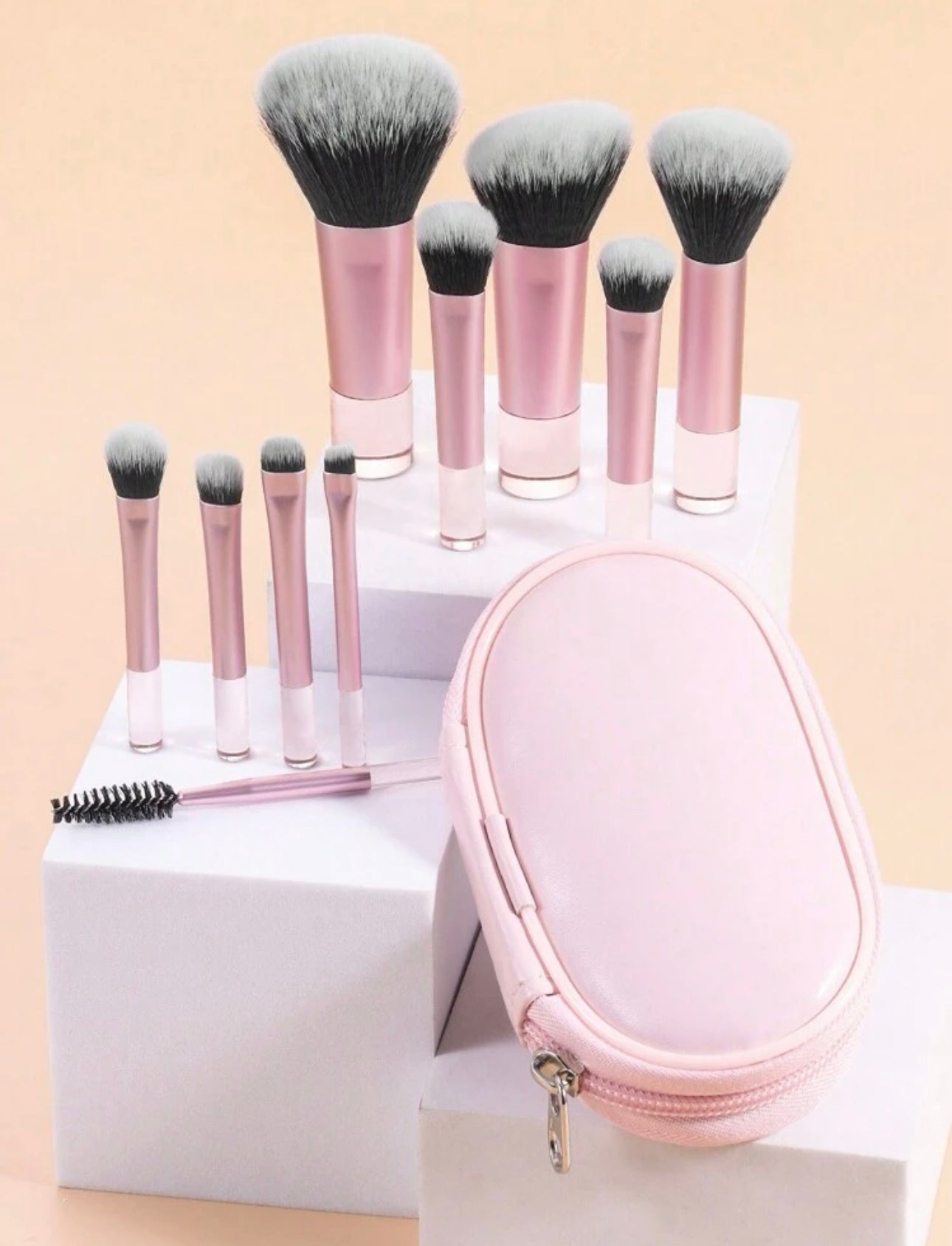 Mini Set De Brochas De Maquillaje 10 Piezas Rosa