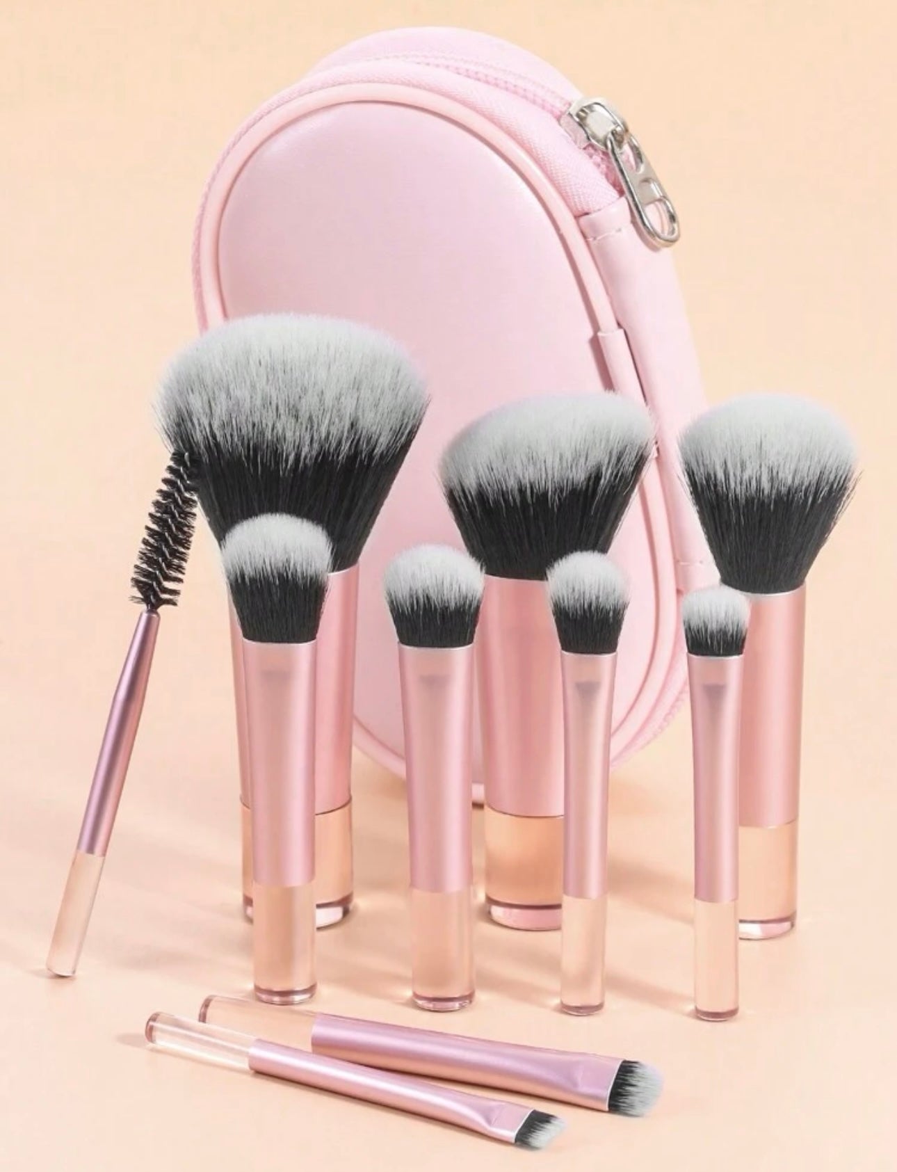 Mini Set De Brochas De Maquillaje 10 Piezas Rosa