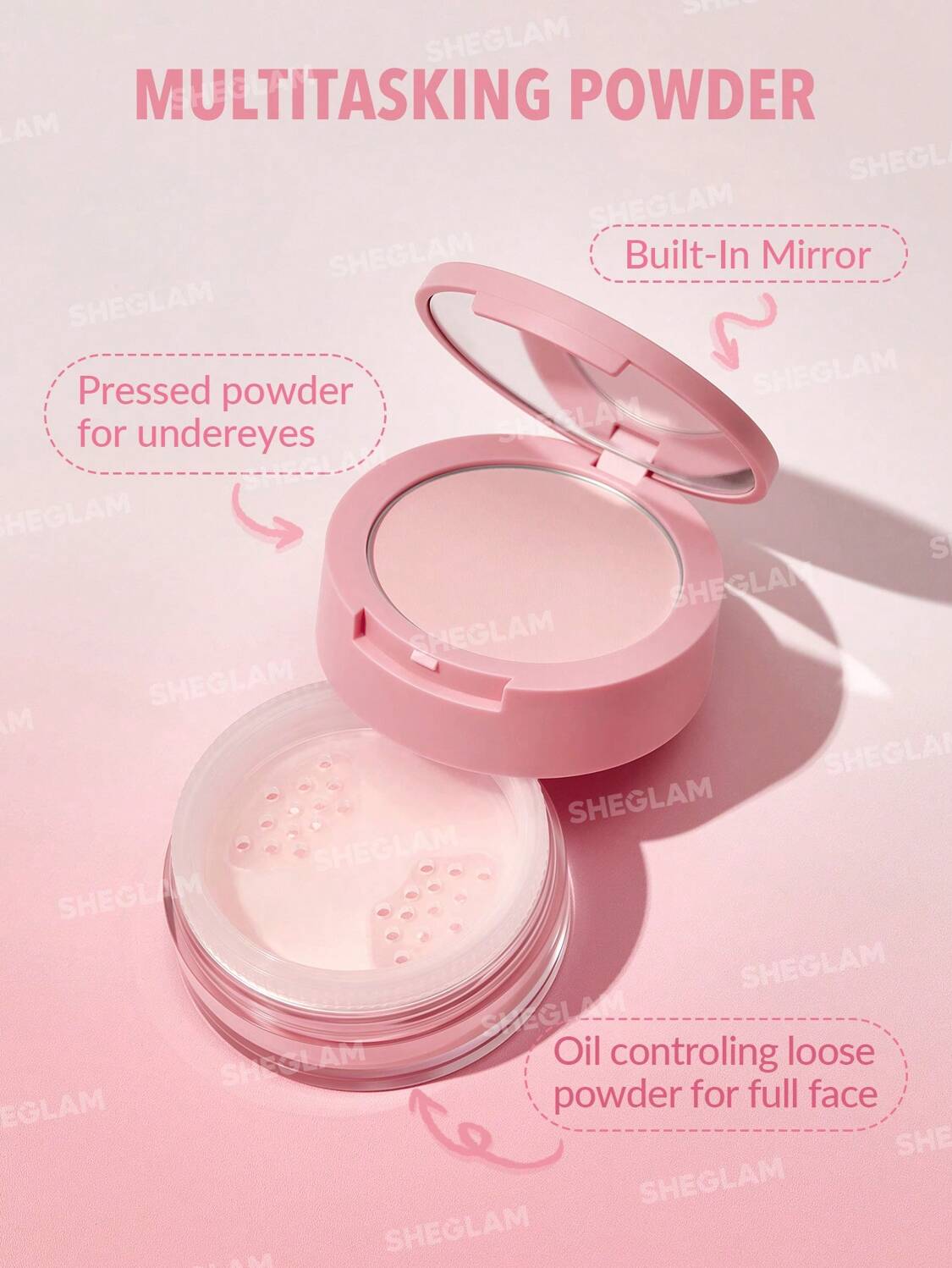 SHEGLAM Insta-Ready Face & Under Eye Setting Powder Duo Bubblegum