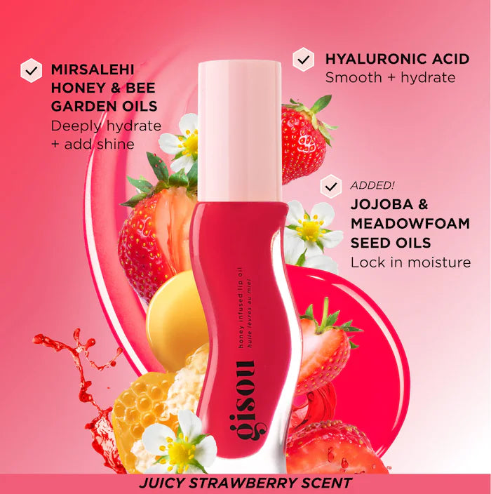 Gisou Honey Infused Hydrating Lip Oil Strawberry Sorbet