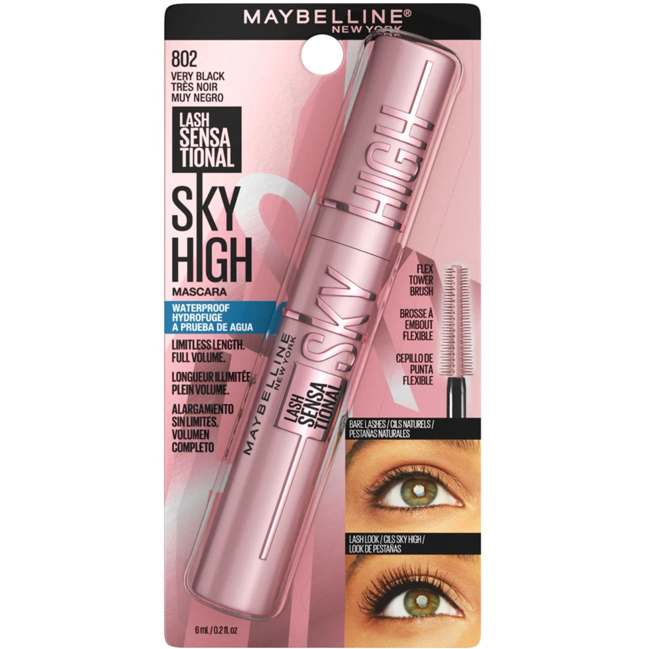 Máscara Lash Sensational Sky High Maybelline Very Black a Prueba de Agua