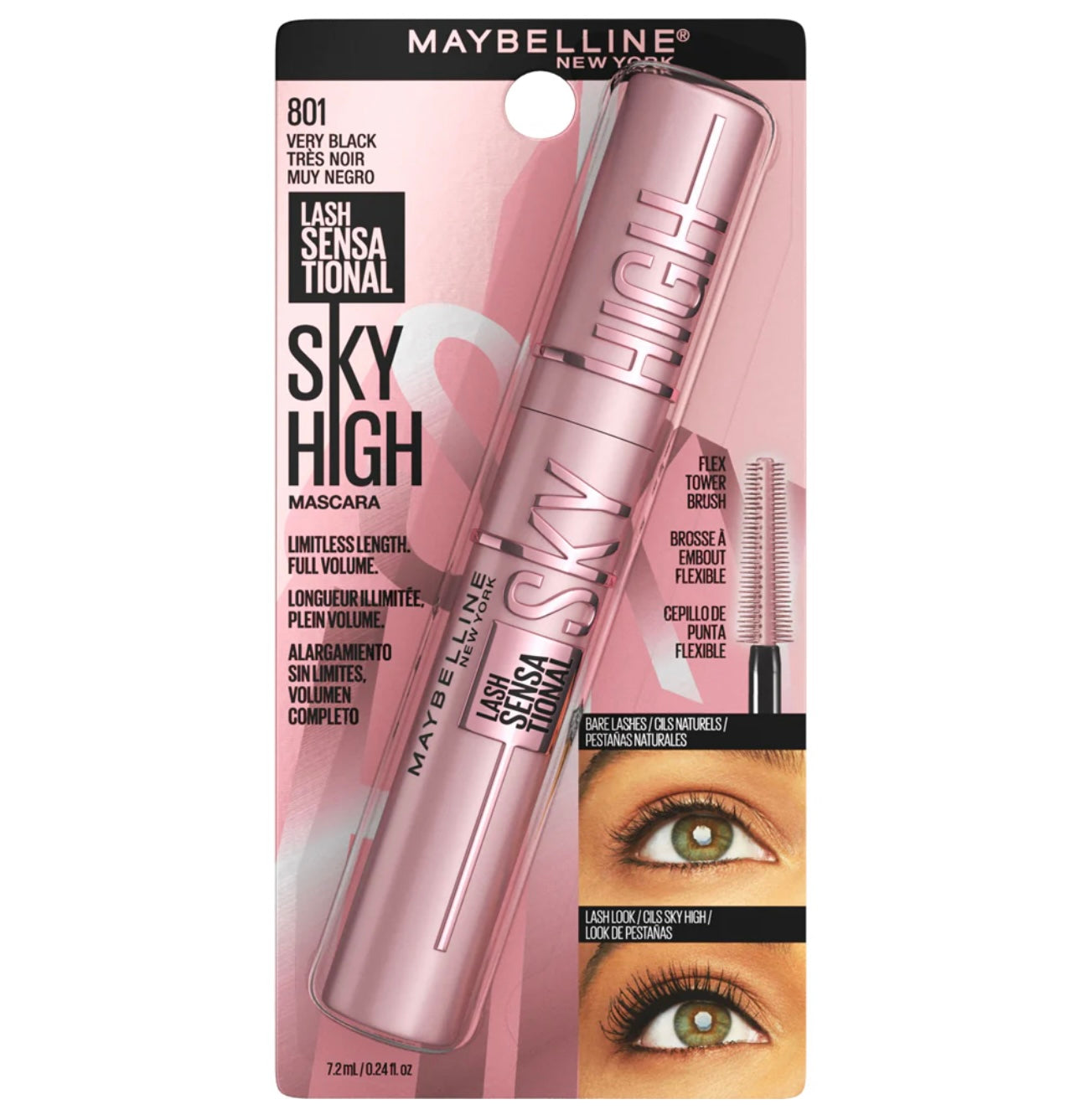 Máscara Lash Sensational Sky High Maybelline Very Black Ws Lavable